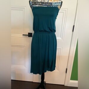 Frenzii Teal sun dress strapless faux wrap skirt EUC Sz Sml